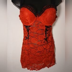 Elegant Red Lace Chemise